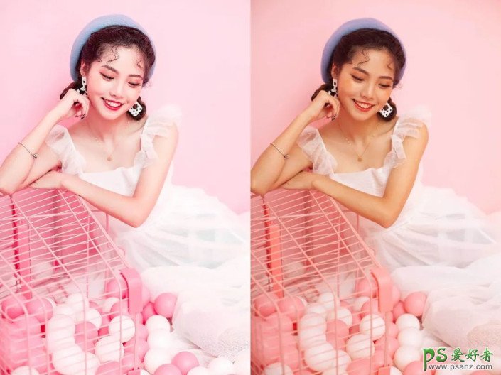 PS给少女照片调出少女系韩式粉色风格，很甜美的一种少女系风格色