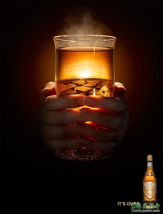 唯美意境风格的啤酒海报设计作品，设计唯美梦幻的啤酒海报。
