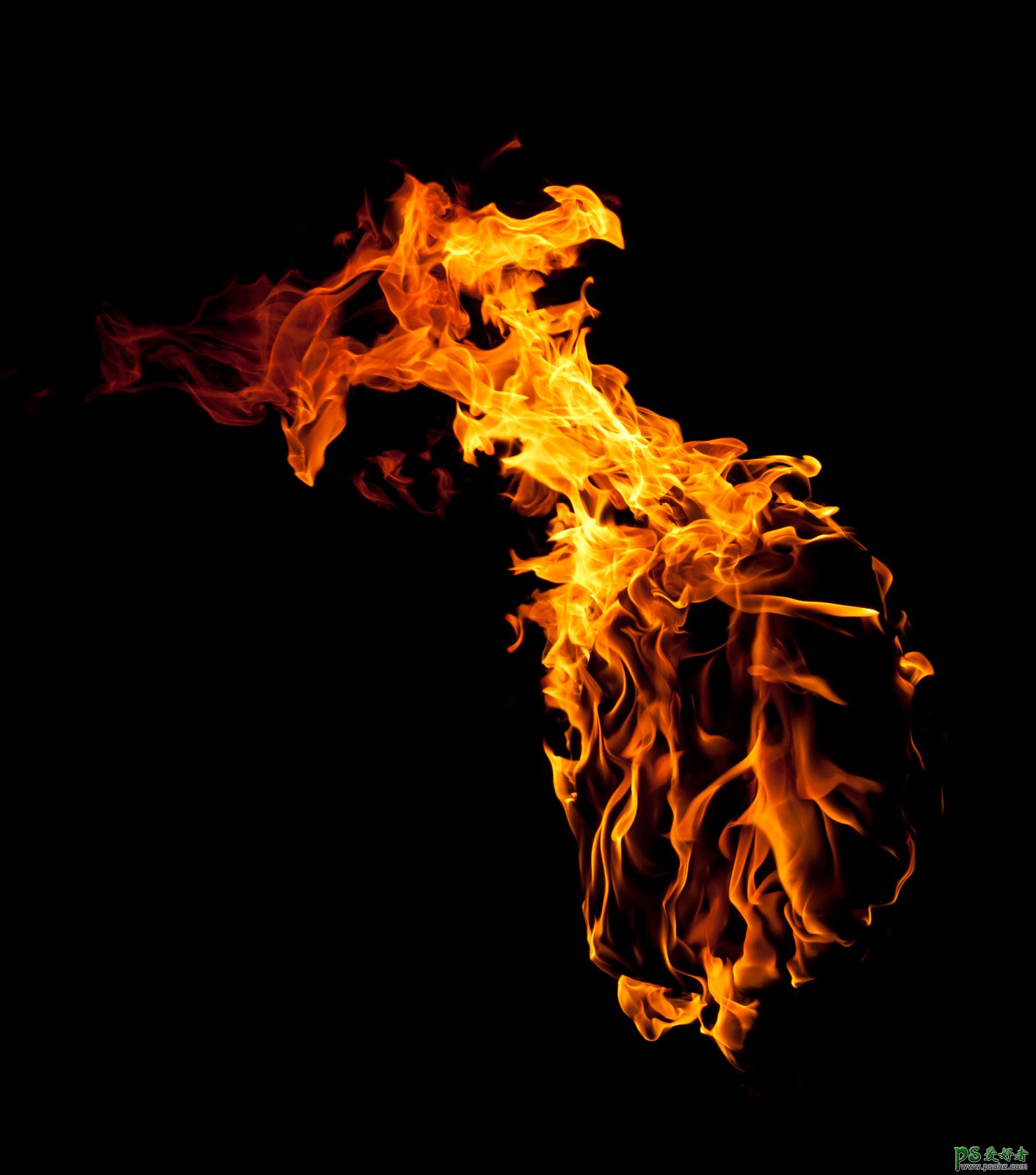 PS通道抠图教程：快速抠出燃烧的火焰素材图，把火焰与背景分离。
