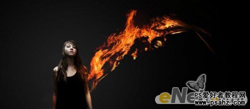 photoshop设计一幅酷黑火焰美女壁纸特效教程实例