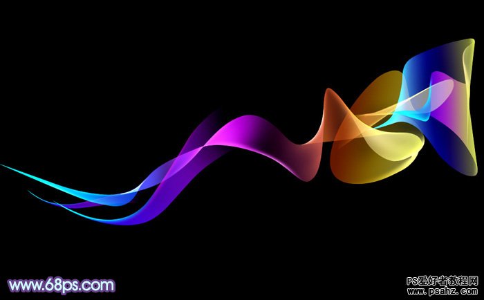photoshop设计写意的七彩梦幻飘带-漂亮的彩色组合光束
