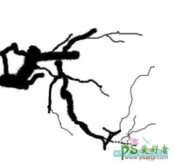 PS鼠绘教程：绘制淡彩效果的水墨梅花图，手绘水墨写意梅花