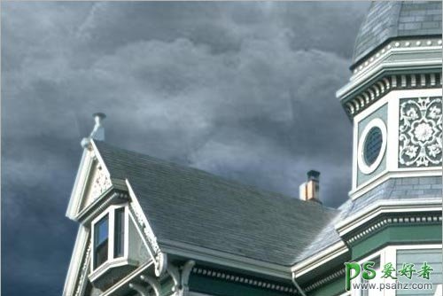 Photoshop给豪华别墅图片制作成阴森恐怖的鬼屋效果。