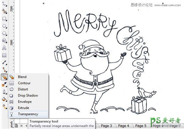 CorelDRAW绘制可爱卡通风格圣诞老人插画图片，圣诞节插画。