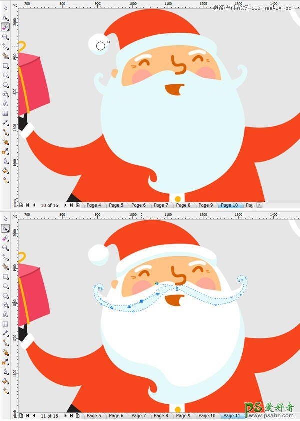 CorelDRAW绘制可爱卡通风格圣诞老人插画图片，圣诞节插画。