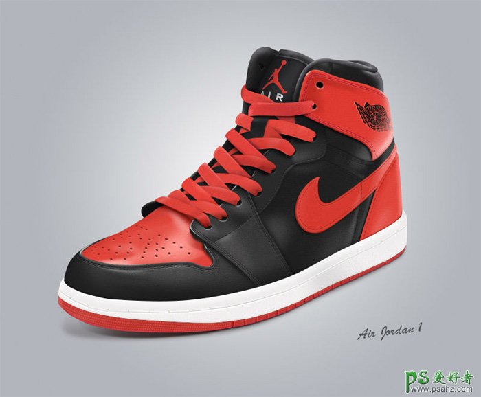 ps鼠绘教程：绘制逼真的品牌运动鞋-手绘红色篮球鞋