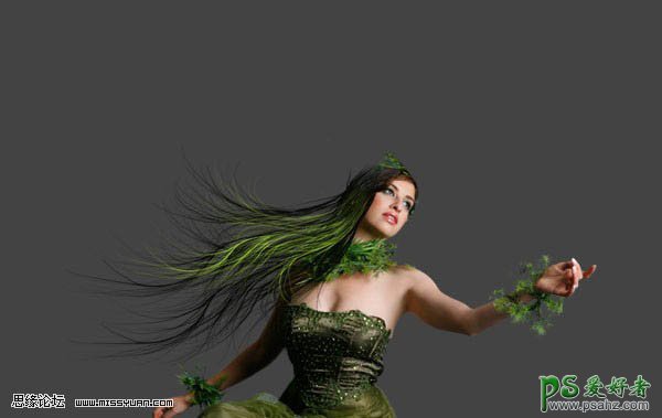 PS人像合成教程：创意打造出爱美的森林女皇性感图片