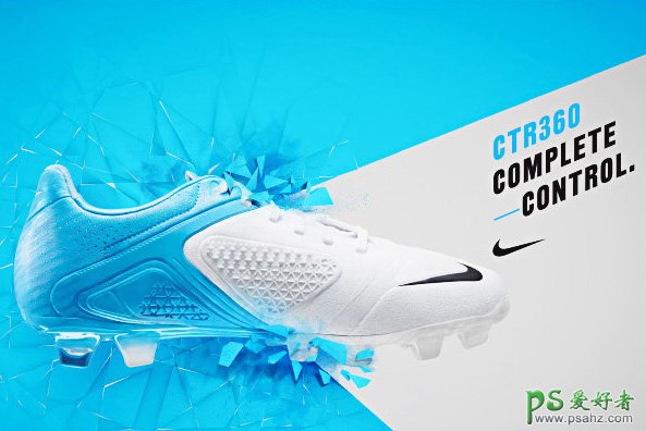 一组时尚大气的足球鞋创意平面广告设计作品，球鞋宣传海报设计