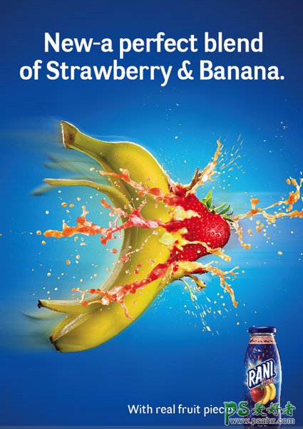 创意动感风格的水果宣传海报作品，水果味饮料海报设计。