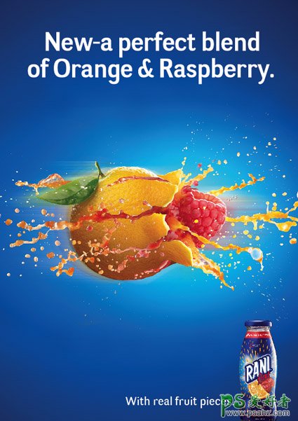 创意动感风格的水果宣传海报作品，水果味饮料海报设计。