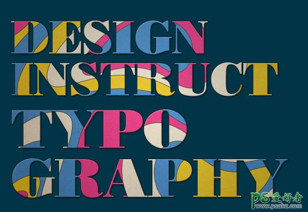 PS设计古典彩色抽象效果的纹理字，抽象字设计，创意抽象纹理字