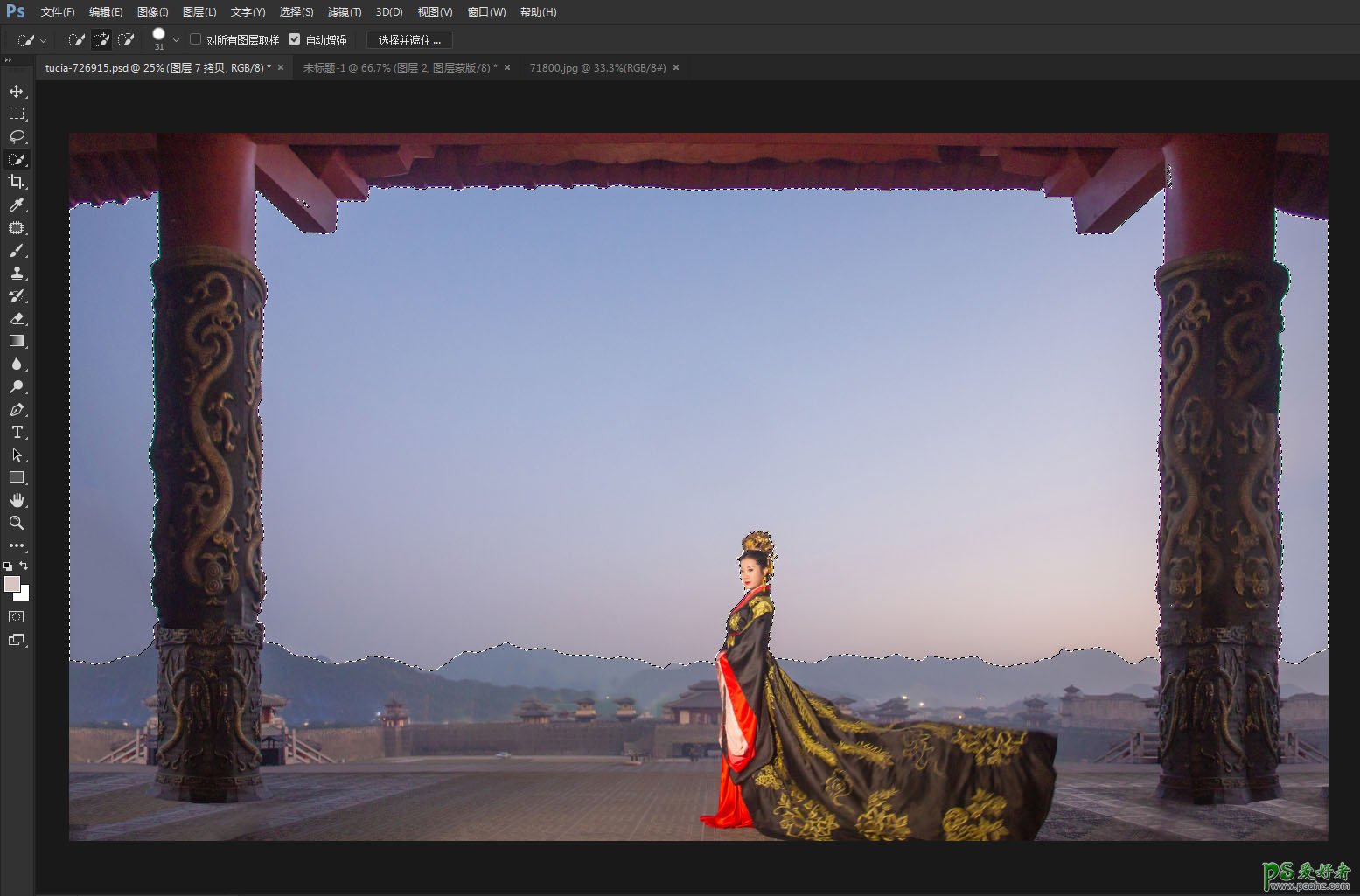 PS电影海报制作教程：学习设计中国风古装美女人像影视海报。