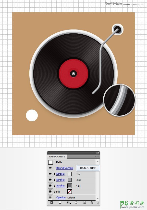 Illustrator手绘立体质感风格的黑胶片唱机失量图标