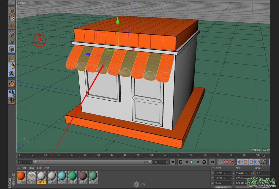 C4D模型制作教程：设计卡通主题风格的小商店模型图，立体小商店