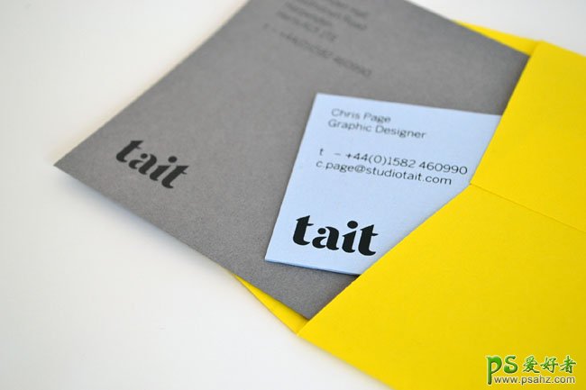 简洁大方的名片设计作品，Tait品牌时尚创意风格的名片设计作品。
