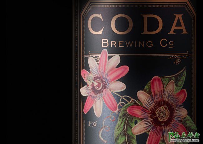金色风格的Coda啤酒包装设计，漂亮的金色品质啤酒瓶设计。