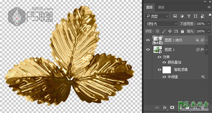 PS照片后期教程：学习给可爱的圣诞老人照片制作出金色树叶花环。