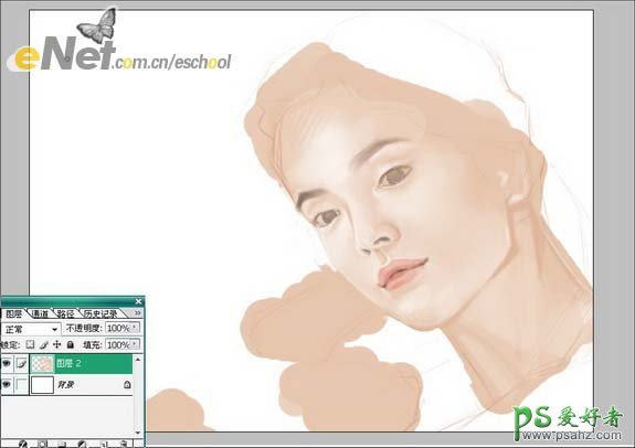 PS鼠绘教程：绘制漂亮的MM头像素材图片，PS美女头像绘制教程