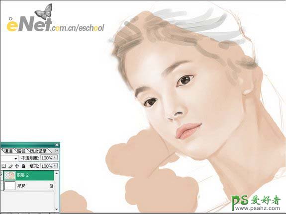 PS鼠绘教程：绘制漂亮的MM头像素材图片，PS美女头像绘制教程