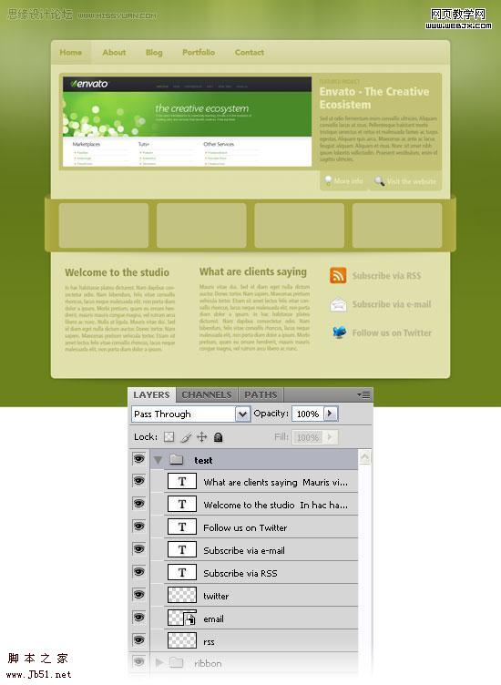 Photoshop 绿色风格网站首页模板