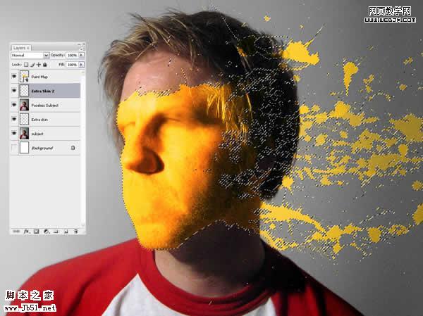 Photoshop 一张布满油漆的脸