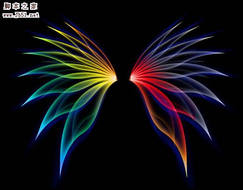 Photoshop 漂亮的彩色光影翅膀