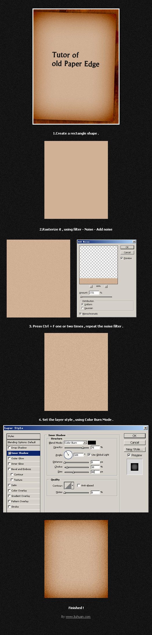Photoshop入门教程:简单制作旧纸片