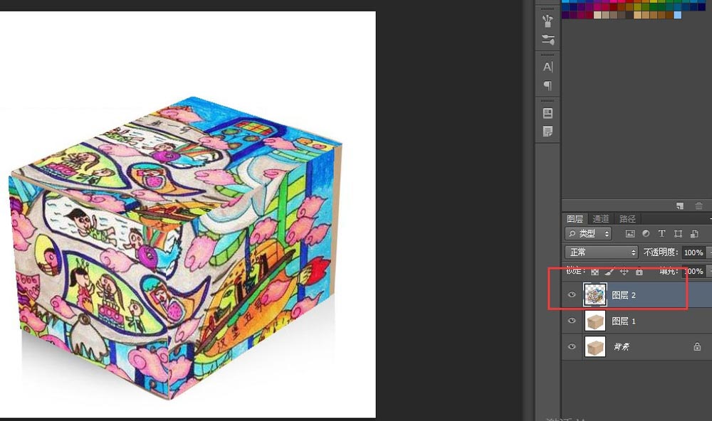 ps怎么给方形盒子添加手绘漫画的贴图?