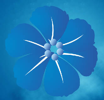 Photoshop 简洁的蓝色花朵壁纸制作方法