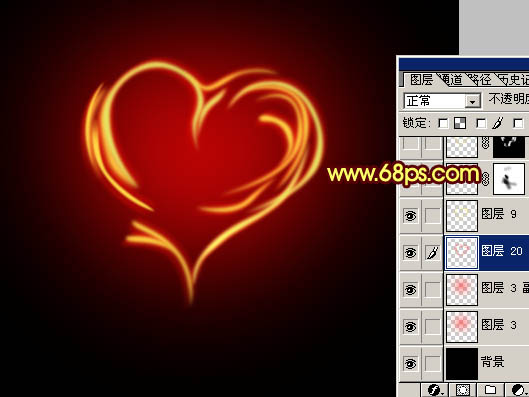 Photoshop 可爱的火焰心形制作方法