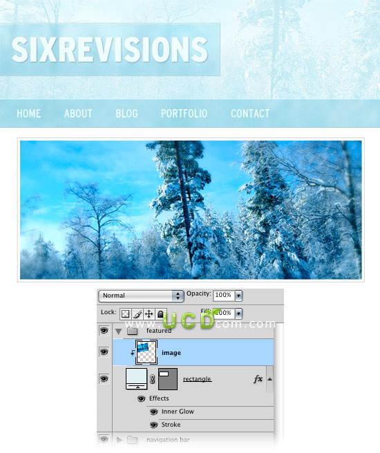 Photoshop 绘制冬季气息风格网站首页