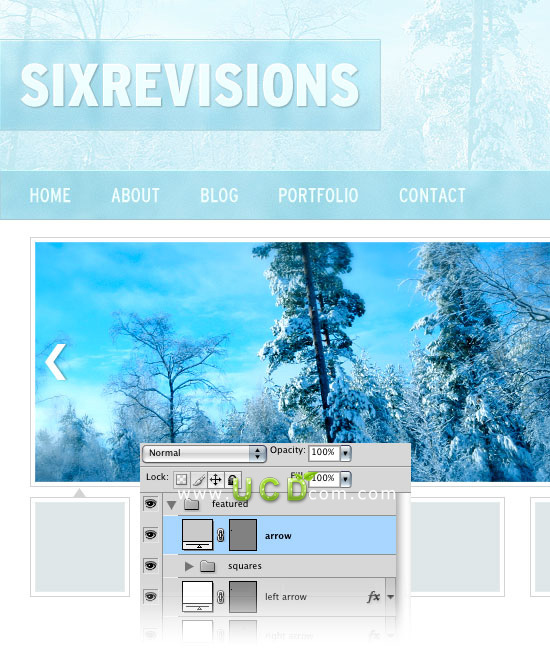 Photoshop 绘制冬季气息风格网站首页