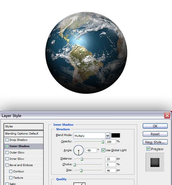 Photoshop cs4自带的3D工具制作逼真的地球
