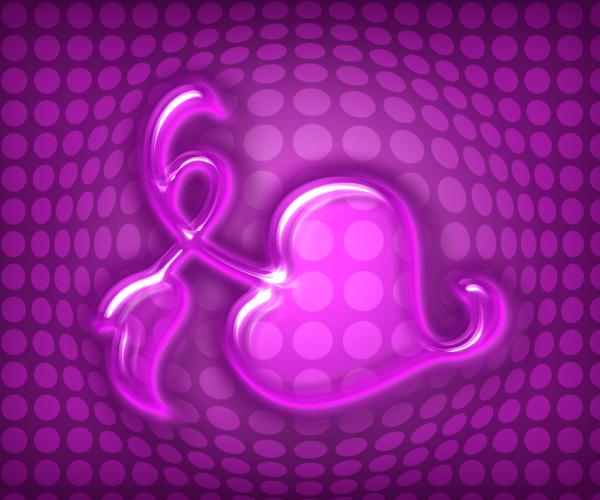 PS利用图层样式制作漂亮的立体感紫色玻璃心形