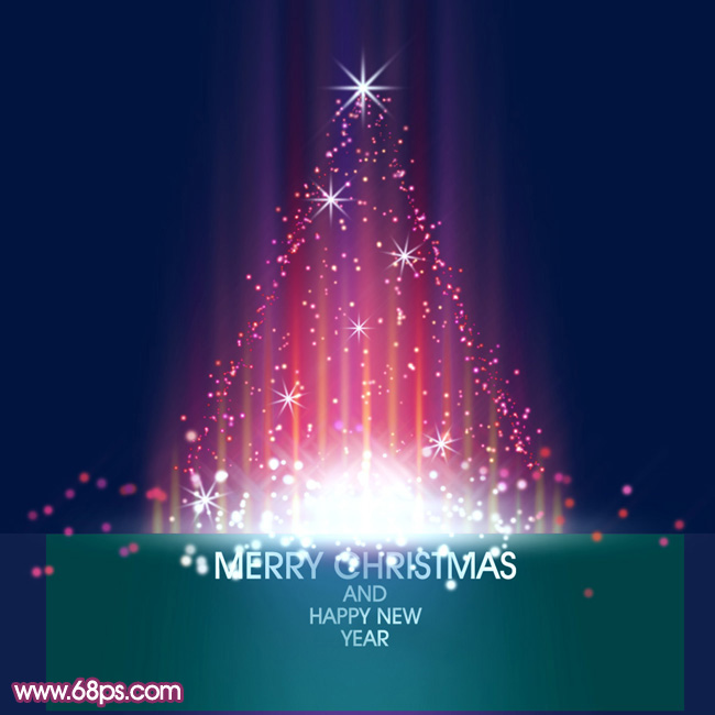 Photoshop设计制作梦幻的彩色光斑圣诞树