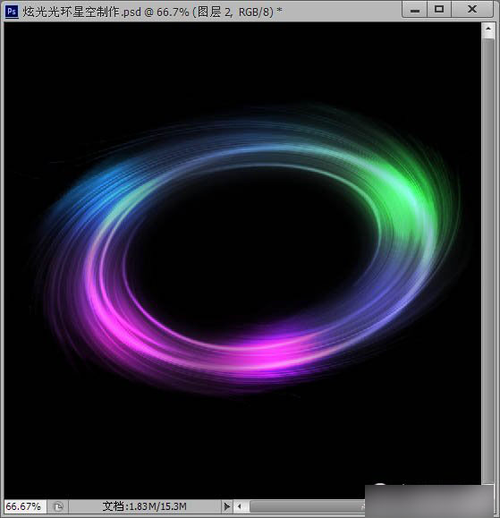 PhotoShop(PS)利用滤镜及画笔工具制作漂亮的彩色光环星空教程