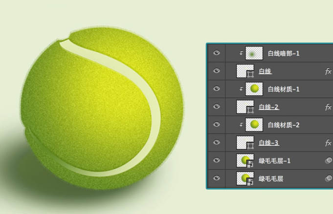 Photoshop制作一个毛茸茸的草绿色网球图标