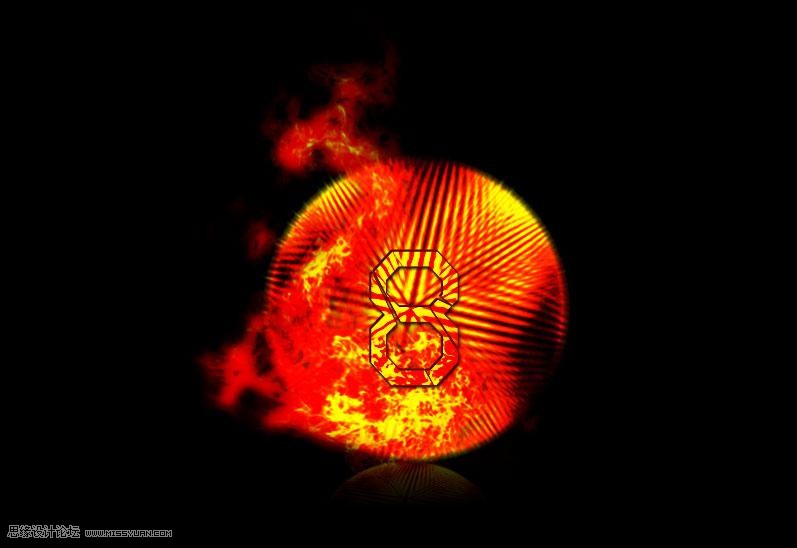 Photoshop巧用滤镜制作燃烧效果的放射球效果图