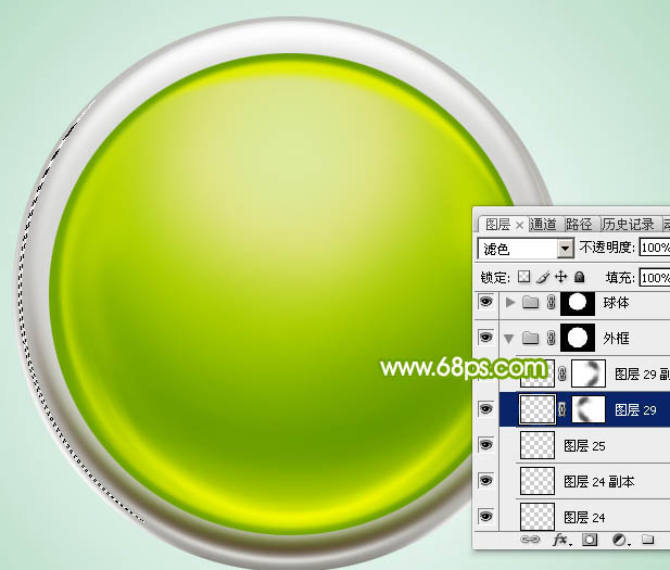 Photoshop设计制作一个漂亮的绿色水晶球按钮