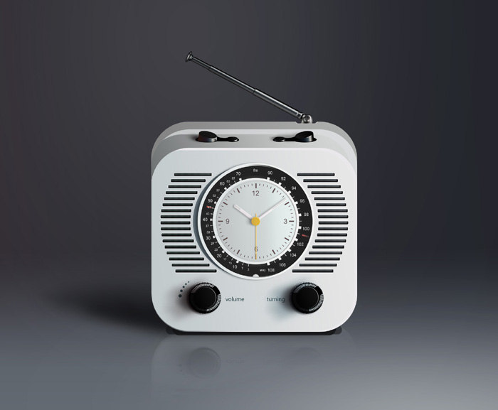 PS制作超逼真的带有时钟的小巧方形收音机图片