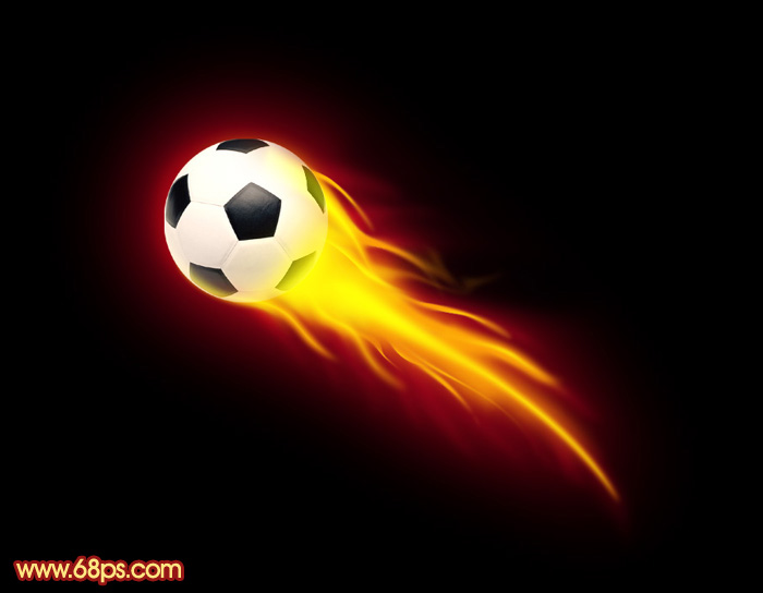 Photoshop为足球增加绚丽的动感火焰