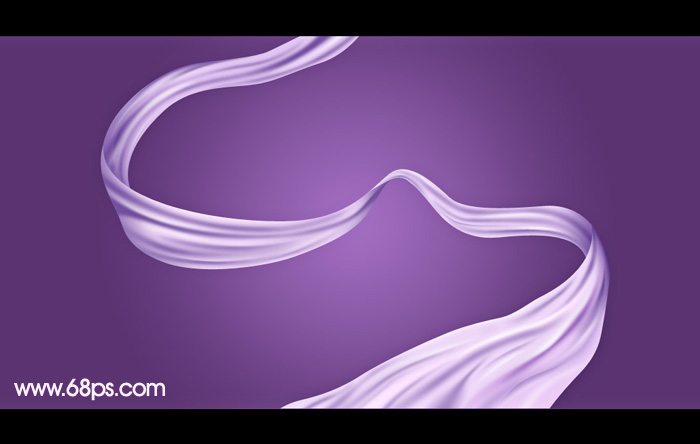 Photoshop制作飘逸的多弧度淡紫色绸带