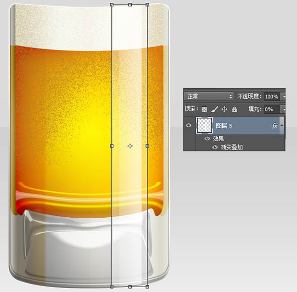Photoshop制作一杯溢出泡沫的啤酒杯
