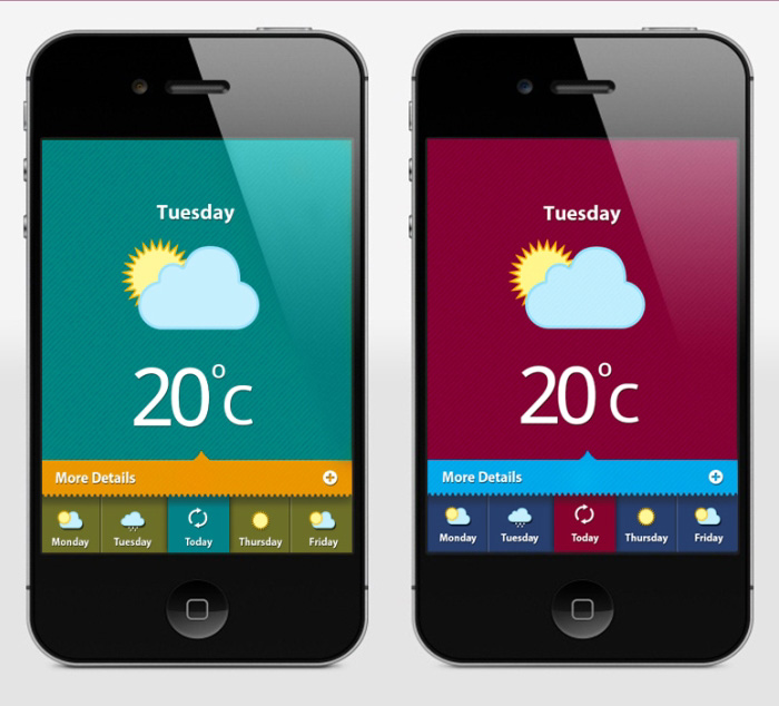 Photoshop制作简洁大气的手机天气展示界面