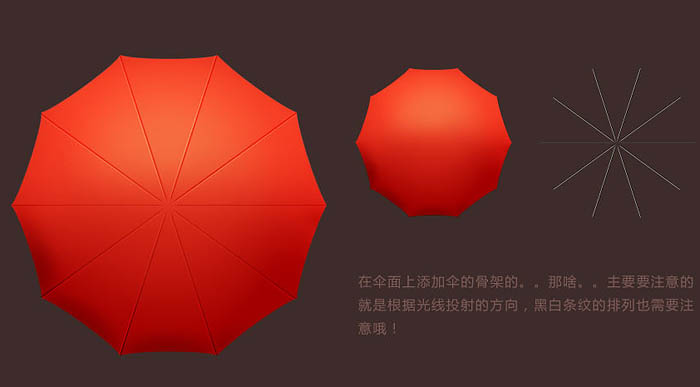 Photoshop制作一把逼真的张开红伞