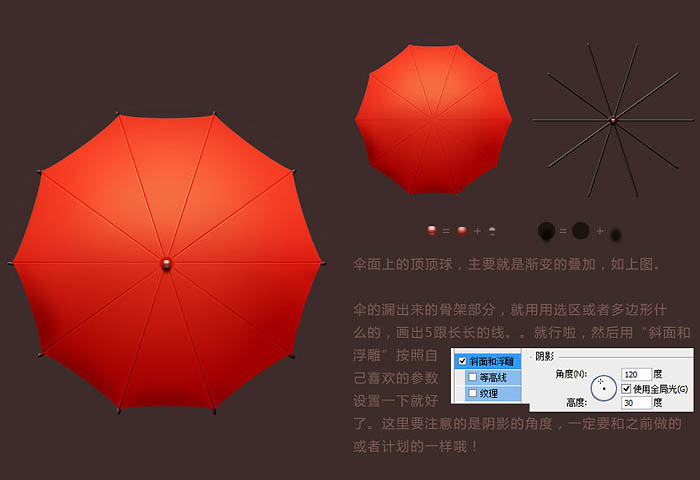 Photoshop制作一把逼真的张开红伞