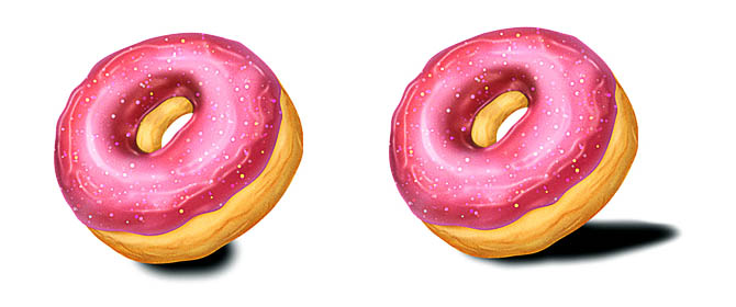Photoshop绘制漂亮的草莓味双层甜甜圈饼干
