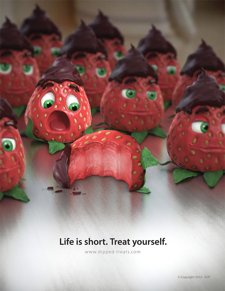 PS打造草莓巧克力甜点3D平面广告教程