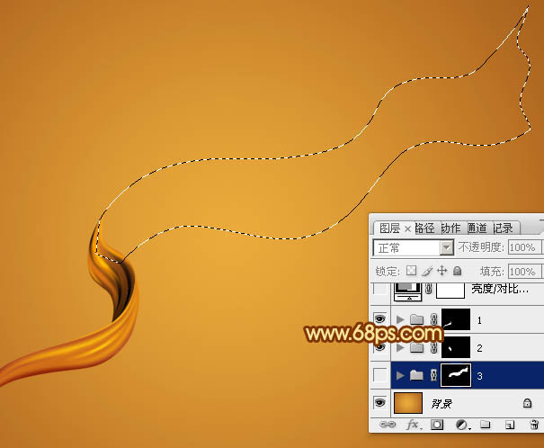 Photoshop设计制作非常精美的金色褶皱丝带
