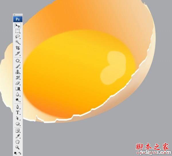 Photoshop设计制作刚敲开的半边生鸡蛋
